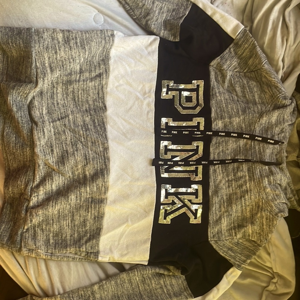 Victoria’s Secret pink bling heather gray hoodie size small